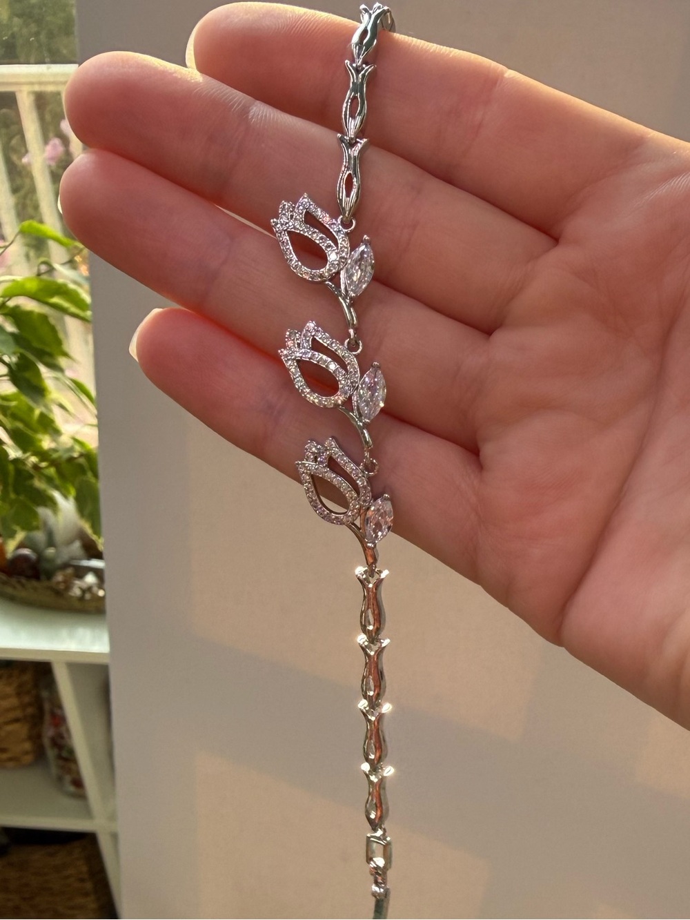 18k GP Tulip Flower Leaf Bracelet